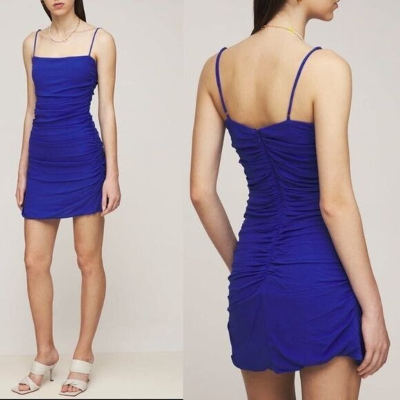 WeWoreWhat Ronnie Ruched Dress in blue depths Sz XL NWT - Picture 10 of 12
